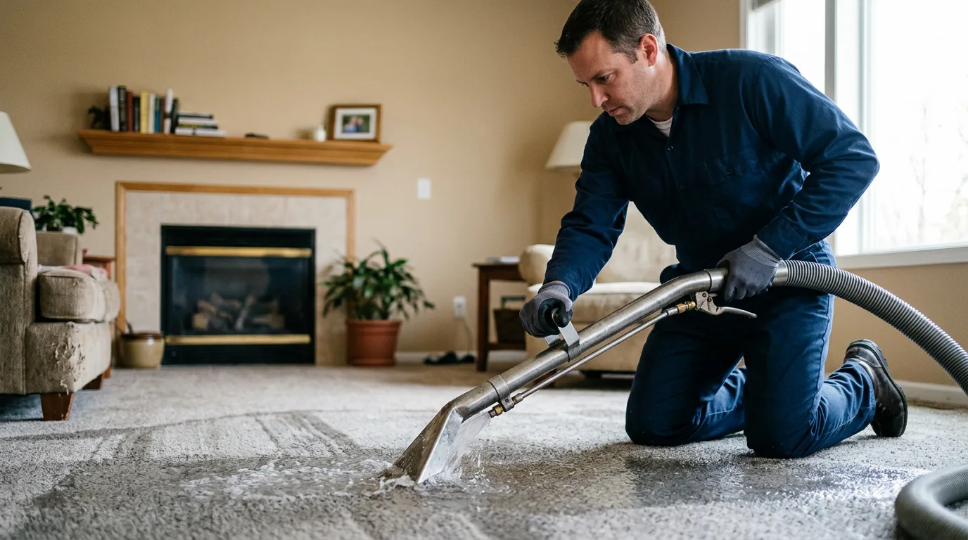 Water damage restoration technician working near Oak Ridge, MO